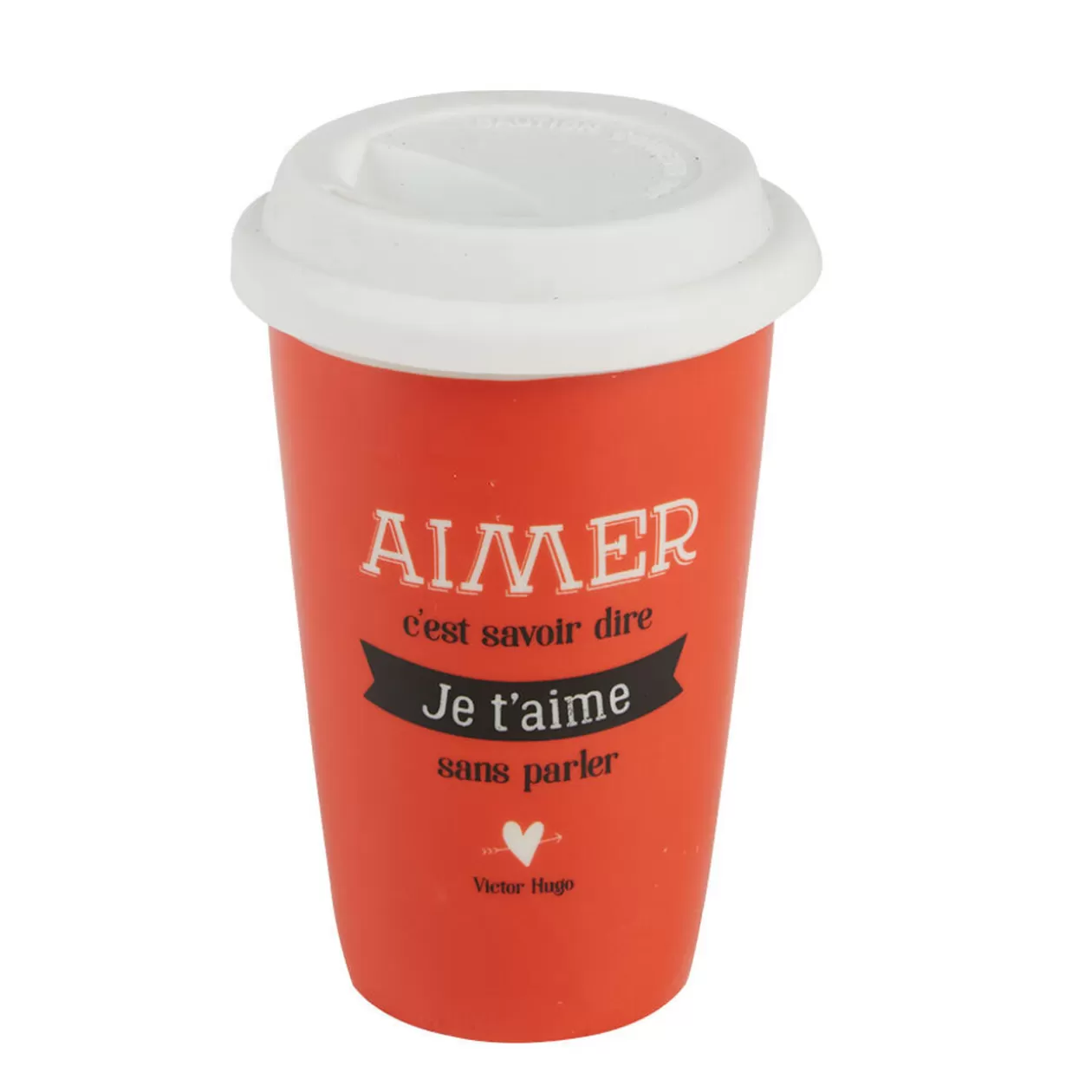 Gifi Mug à emporter rouge blanc mots d amour< Vaisselle Et Accessoires De Table