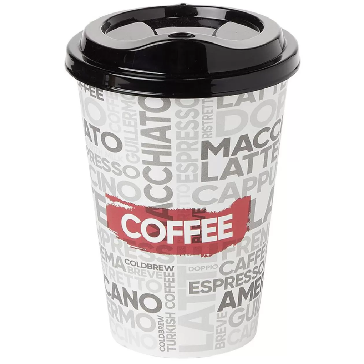 Gifi Mug à motifs couvercle noir 500ml - plastique Ø9xH14cm< Vaisselle Et Accessoires De Table