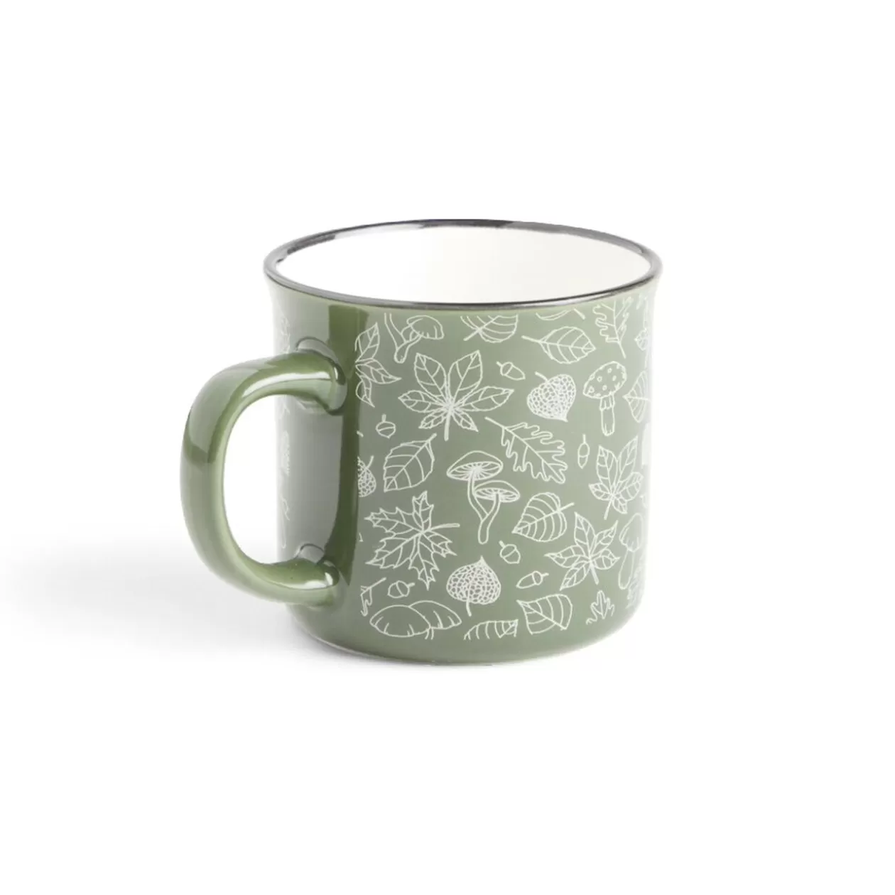 Mug décor feuille automne en porcelaine vert et blanc 320ml>Gifi Clearance