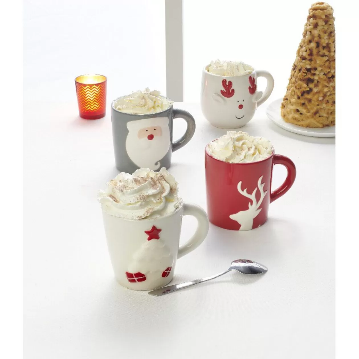 Mug de Noël gris motif relief père Noël blanc 37 cl>Gifi Cheap
