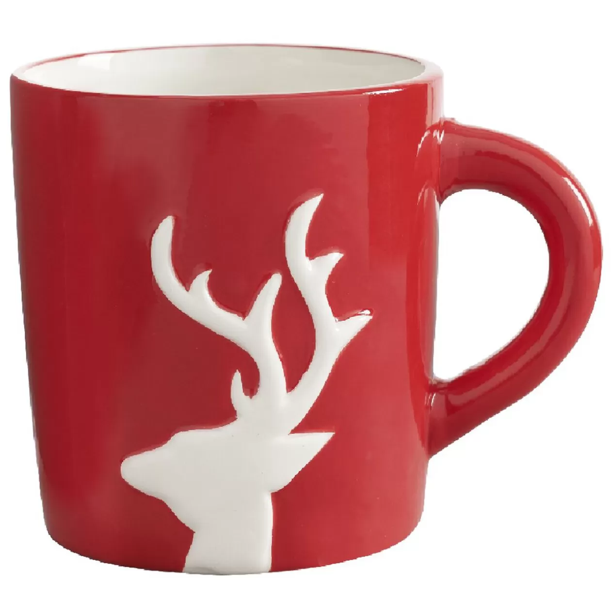 Mug de Noël rouge motif relief renne blanc 37 cl>Gifi Shop