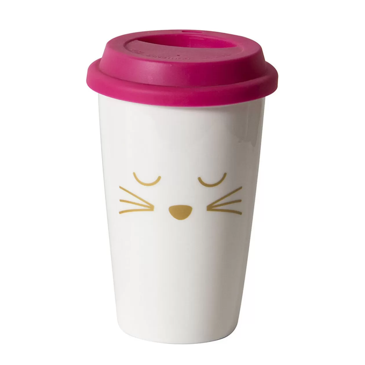 Mug de transport en céramique rose motif tête de chats doré 400 ml>Gifi Best Sale