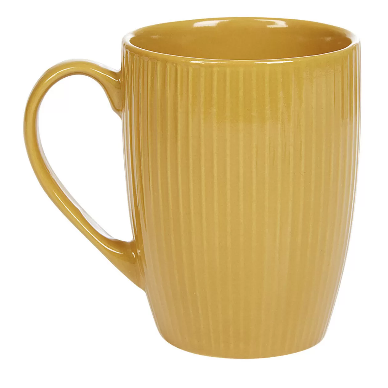 Mug en porcelaine 35 cl jaune moutarde rainures verticales en relief>Gifi Best