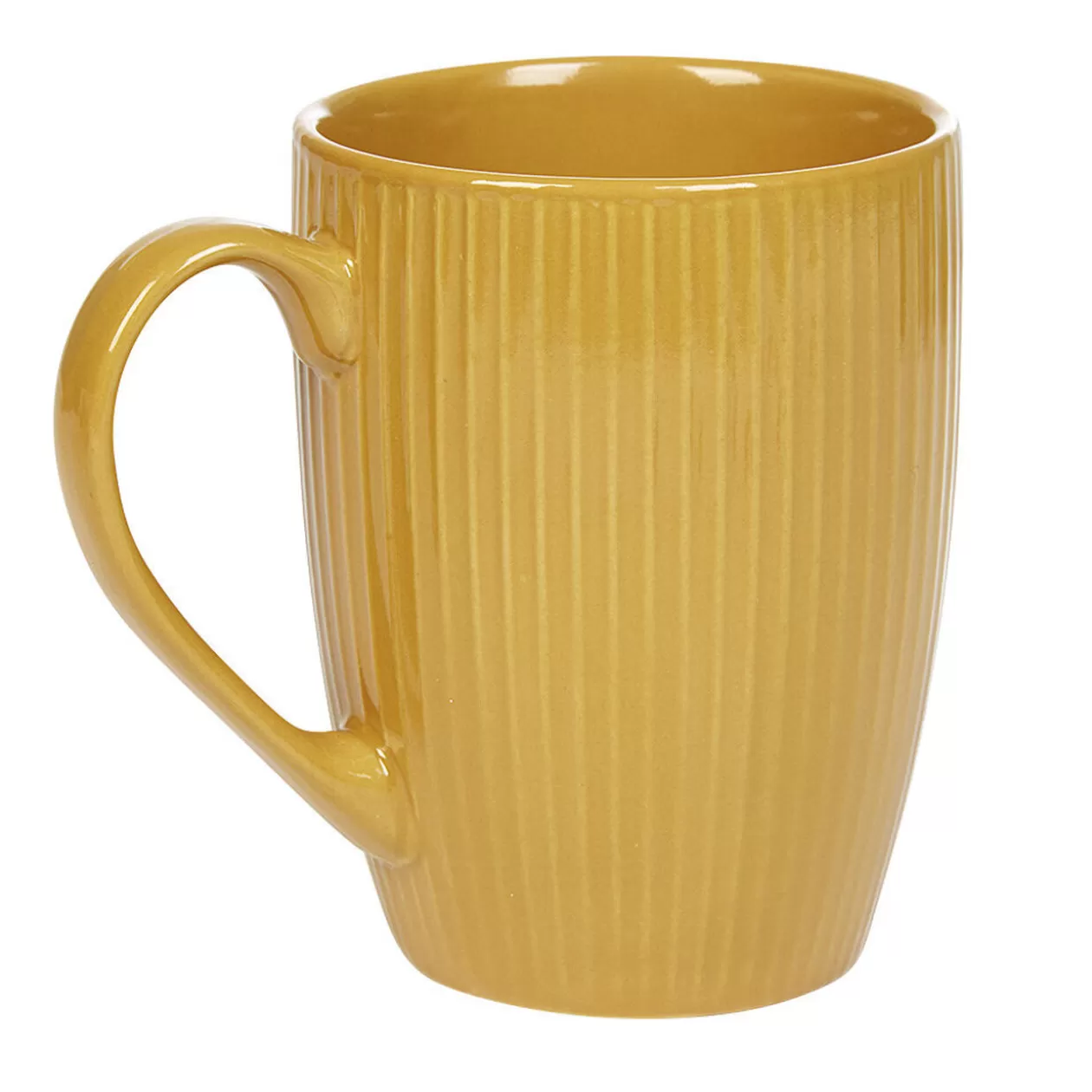 Mug en porcelaine 35 cl jaune moutarde rainures verticales en relief>Gifi Best