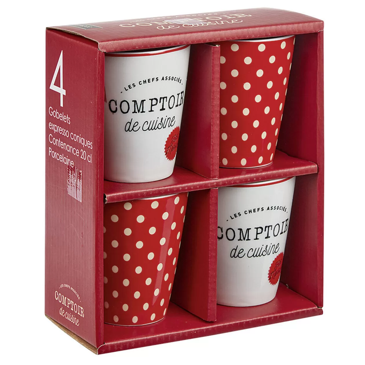 Mug en porcelaine rouge pois blanc 20 cl x4>Gifi Store