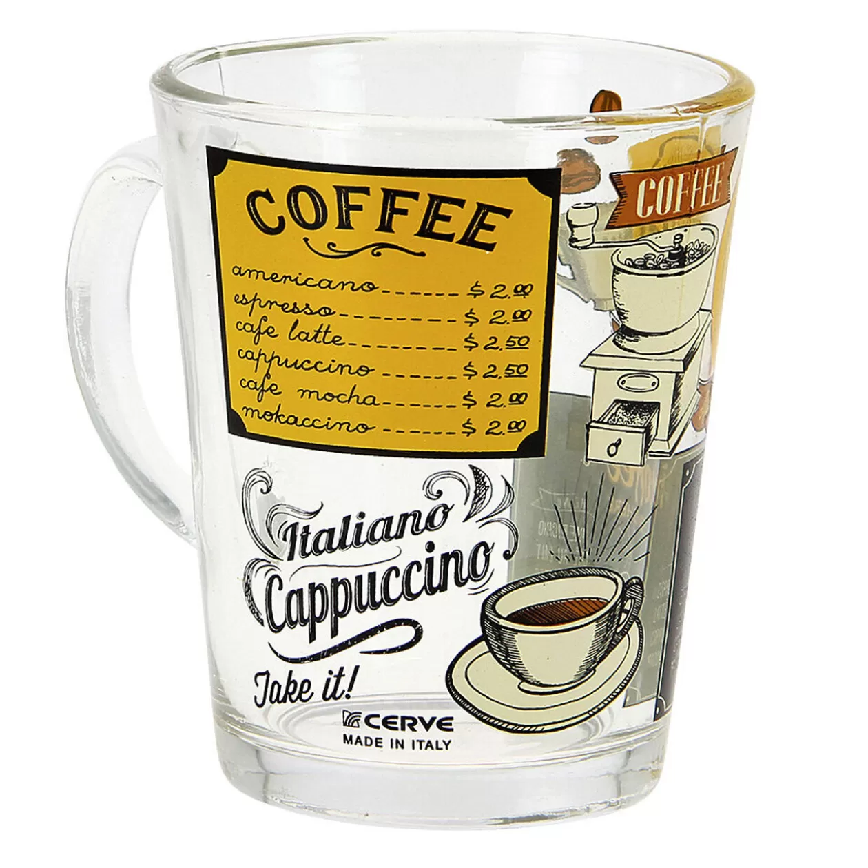 Mug en verre 31 cl transparent motif Menu Café>Gifi Cheap