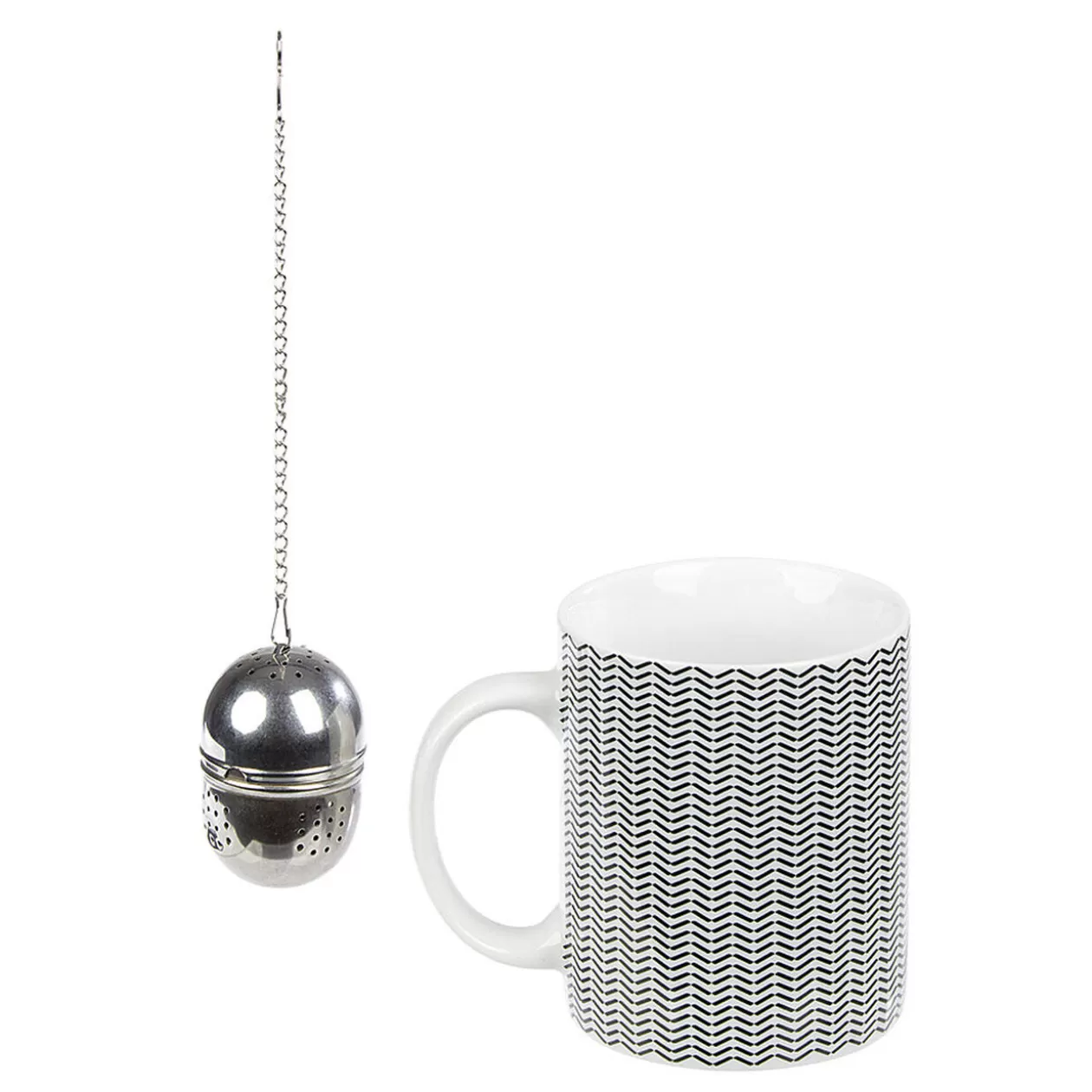 Mug porcelaine avec boule à thé inox noir blanc 35 cl>Gifi Cheap