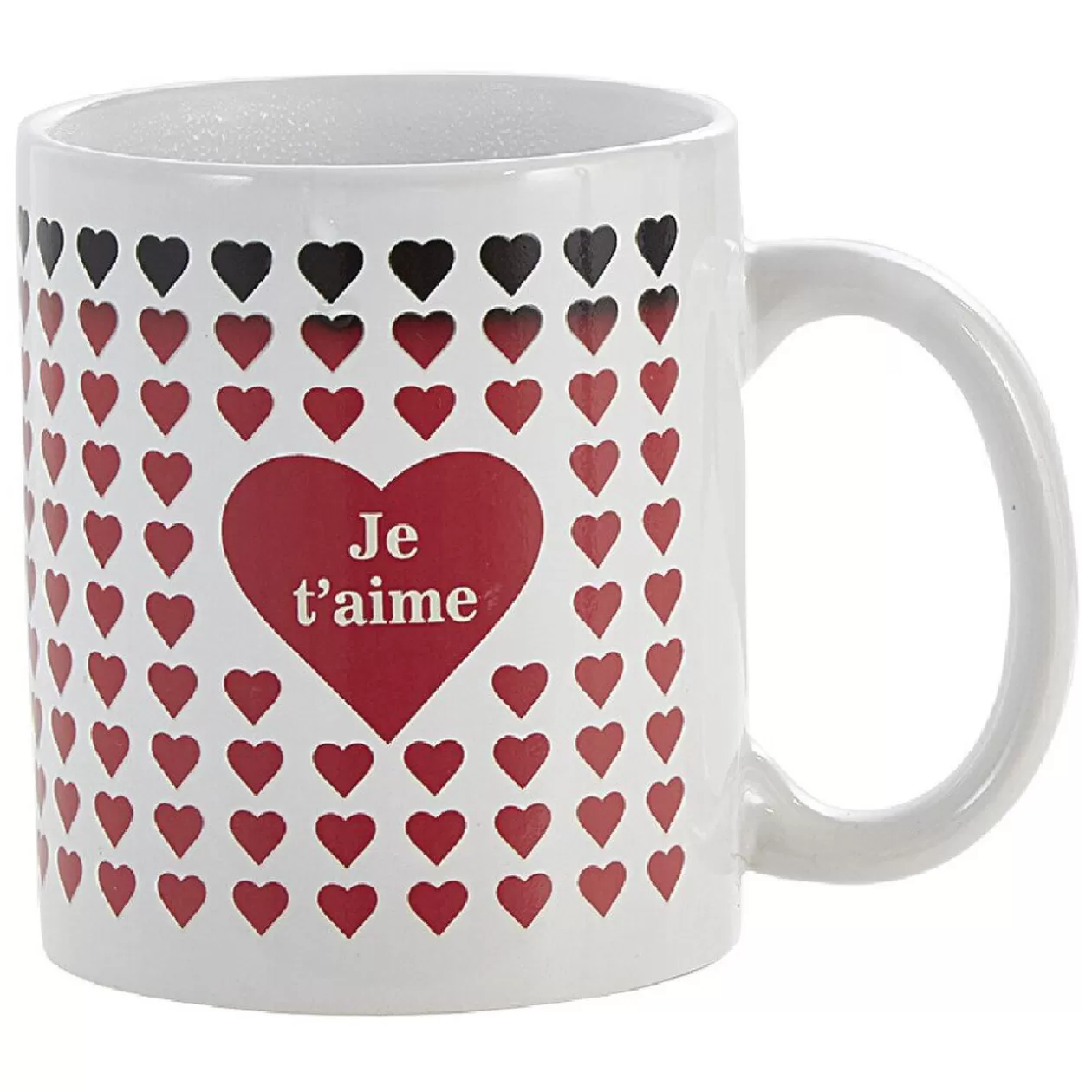 Mug thermoréactif coeur noir et rouge en grès x2>Gifi Shop