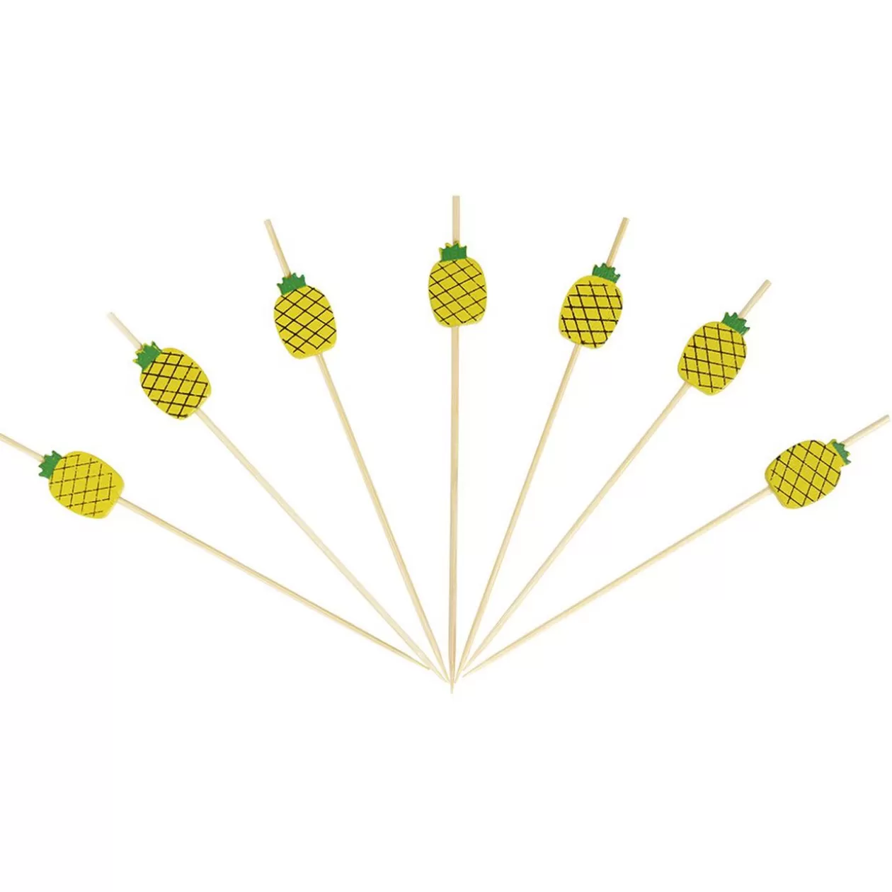 Pique pour apéritif décor pastéque, ananas, cactus ou flamand rose en bambou x30>Gifi Cheap