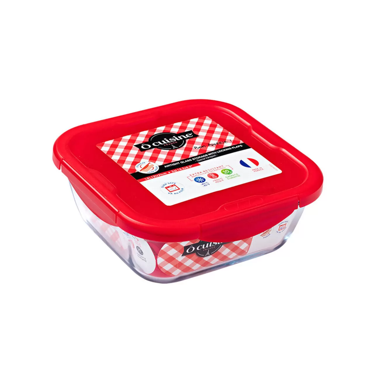Gifi Plat à four avec couvercle hermétique Ô Cuisine 21x21 cm< Conservation Alimentaire