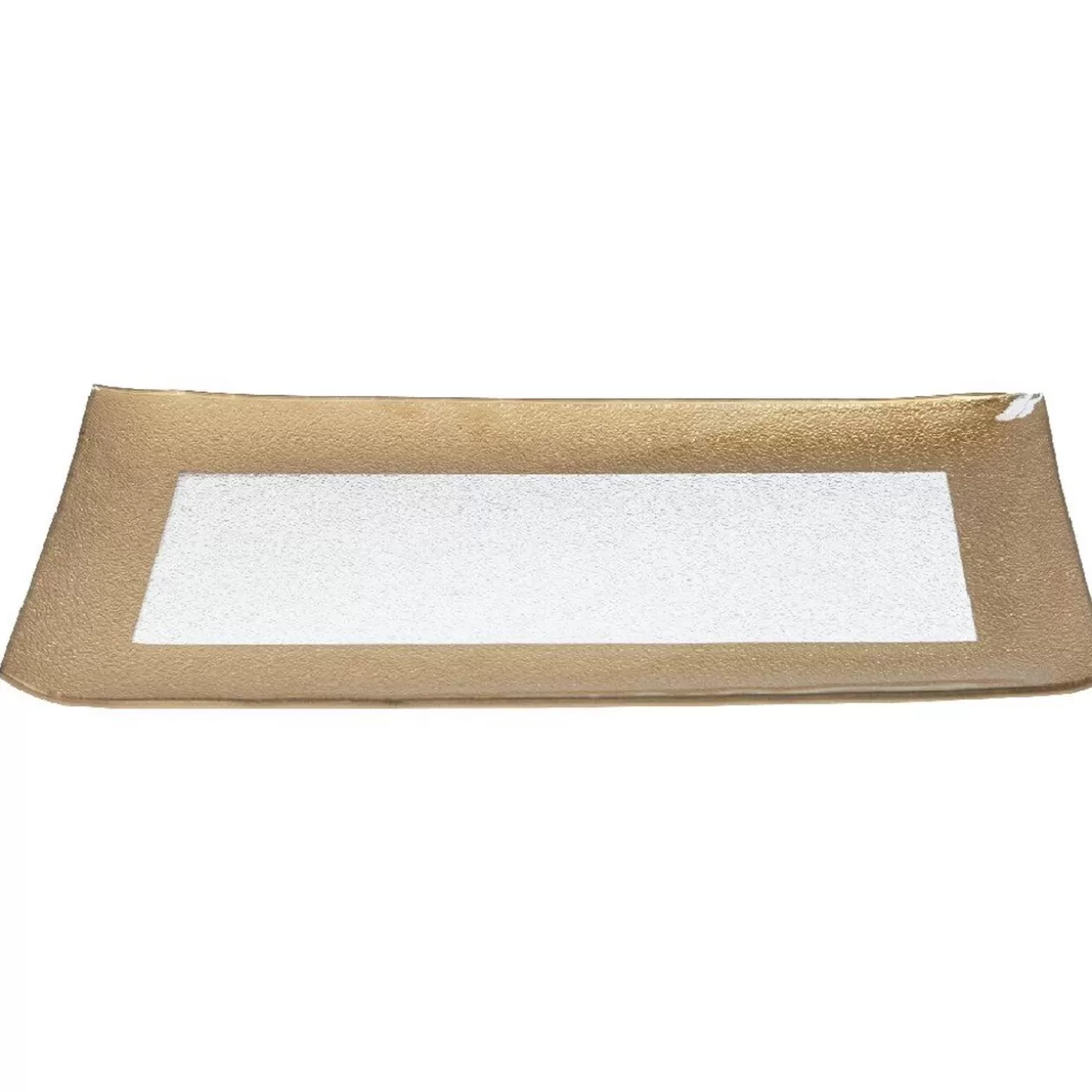 Plat à servir rectangulaire transparent et doré>Gifi Shop