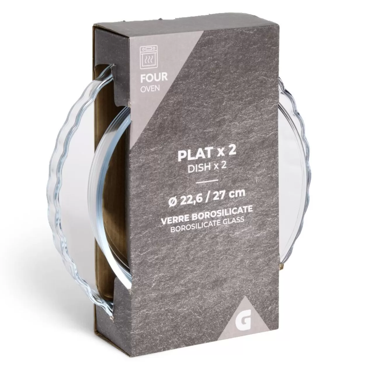 Gifi Plat en verre borosilicate x2 - Ø22,6cm et Ø27cm< Cuisson
