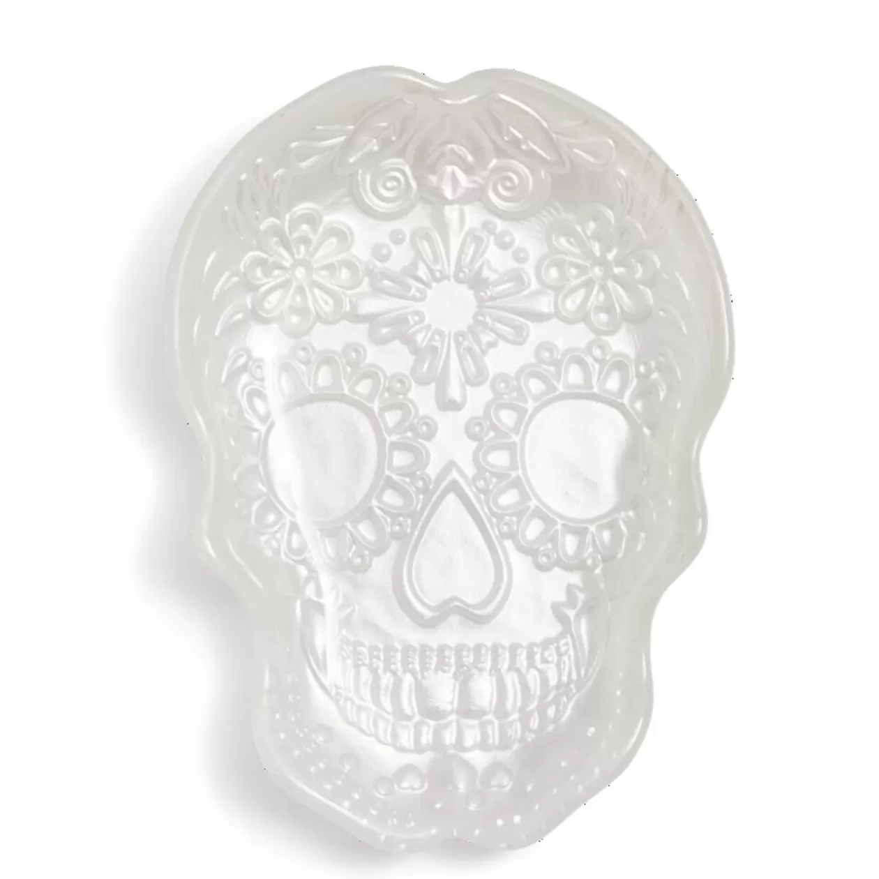 Plat Halloween tête de mort mexicaine en verre blanc 15x11xH2cm>Gifi New
