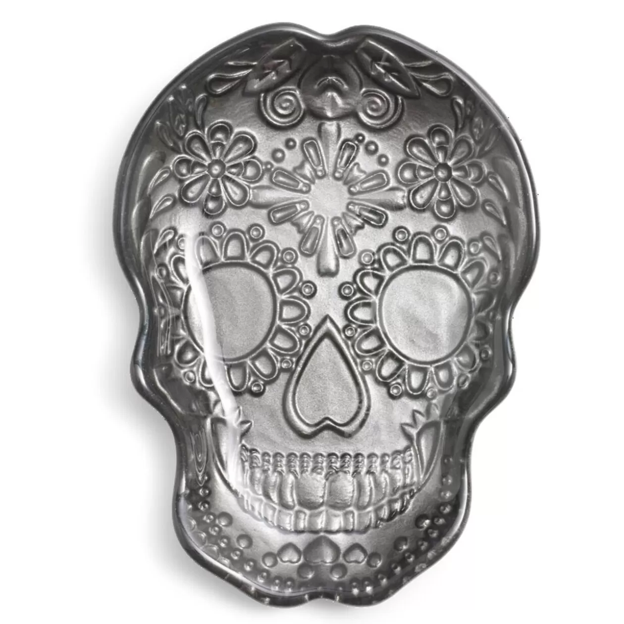 Gifi Plat Halloween tête de mort mexicaine en verre noir 15x11xH2cm< Vaisselle Et Accessoires De Table