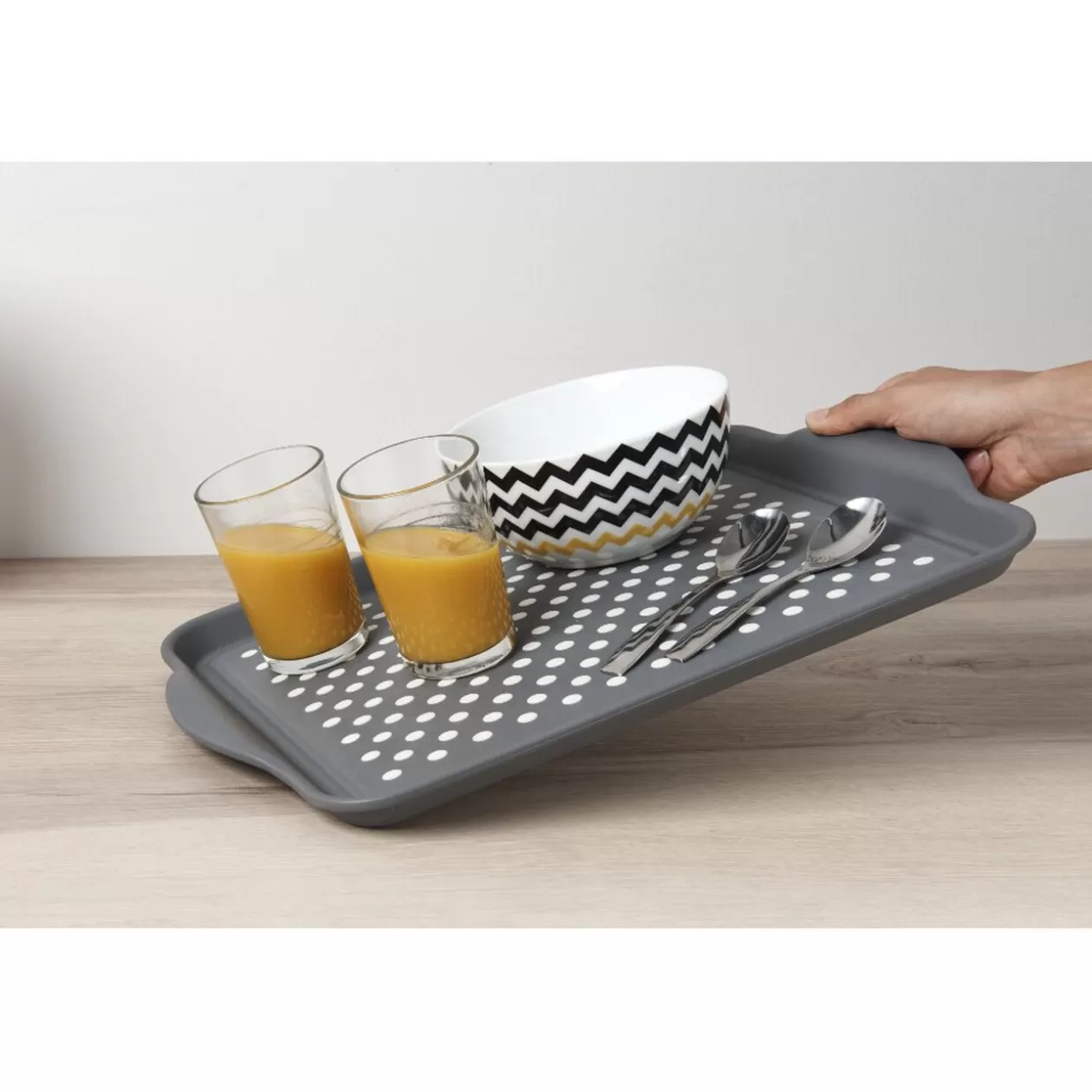Gifi Plateau antidérapant gris et blanc< Vaisselle Et Accessoires De Table