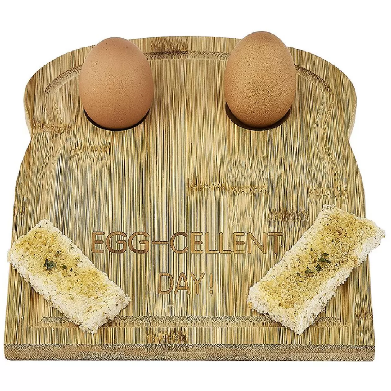 Plateau avec 2 emplacements à oeufs en bambou 24x20cm>Gifi Store
