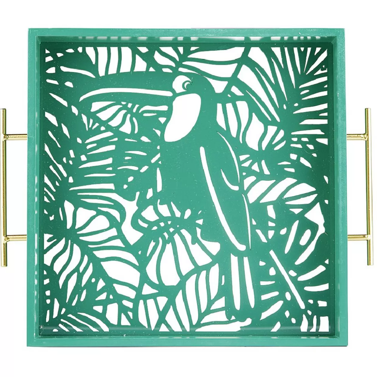Plateau avec motif tropicaux découpe et fond en verre>Gifi Hot