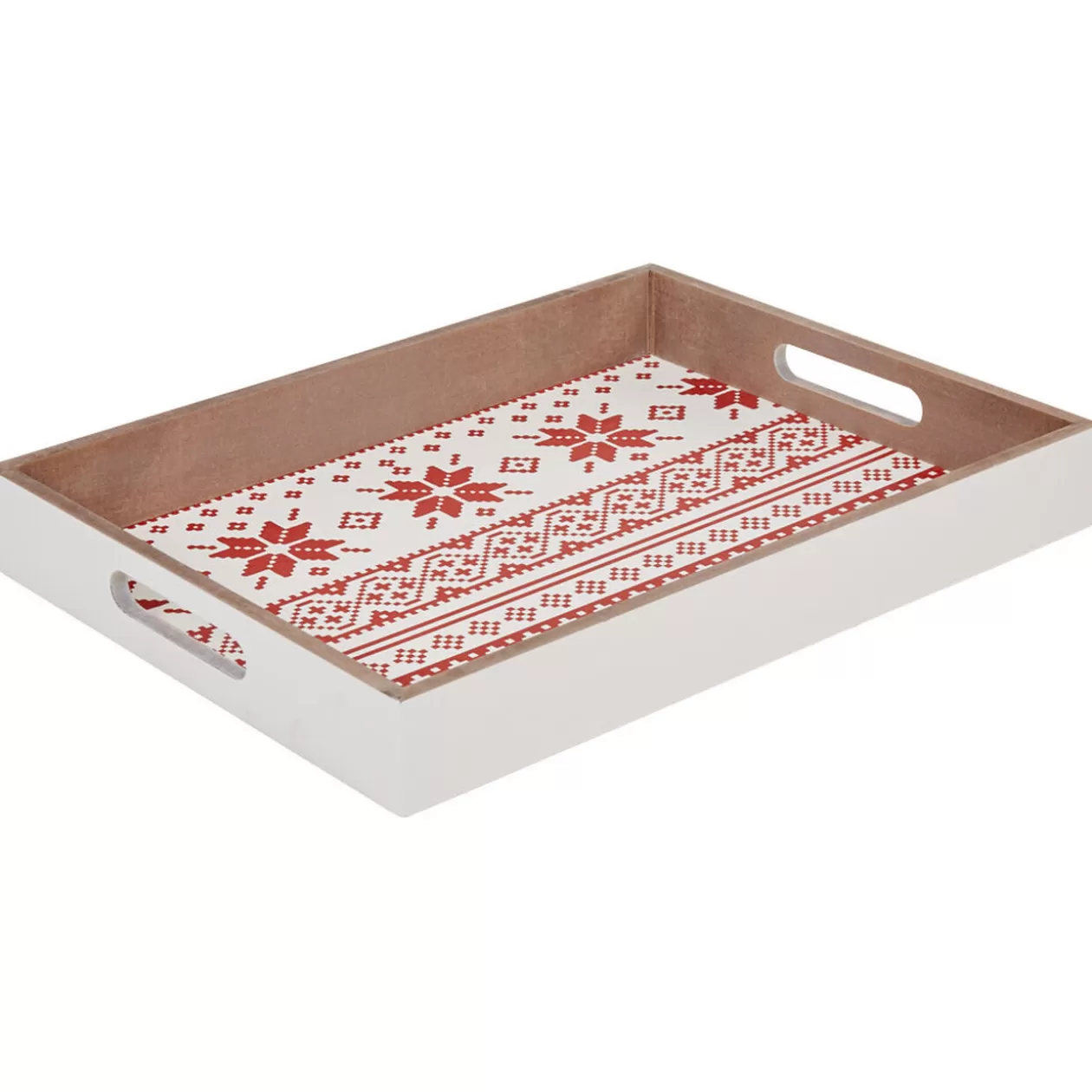 Gifi Plateau blanc naturel à motifs rouges< Vaisselle Et Accessoires De Table