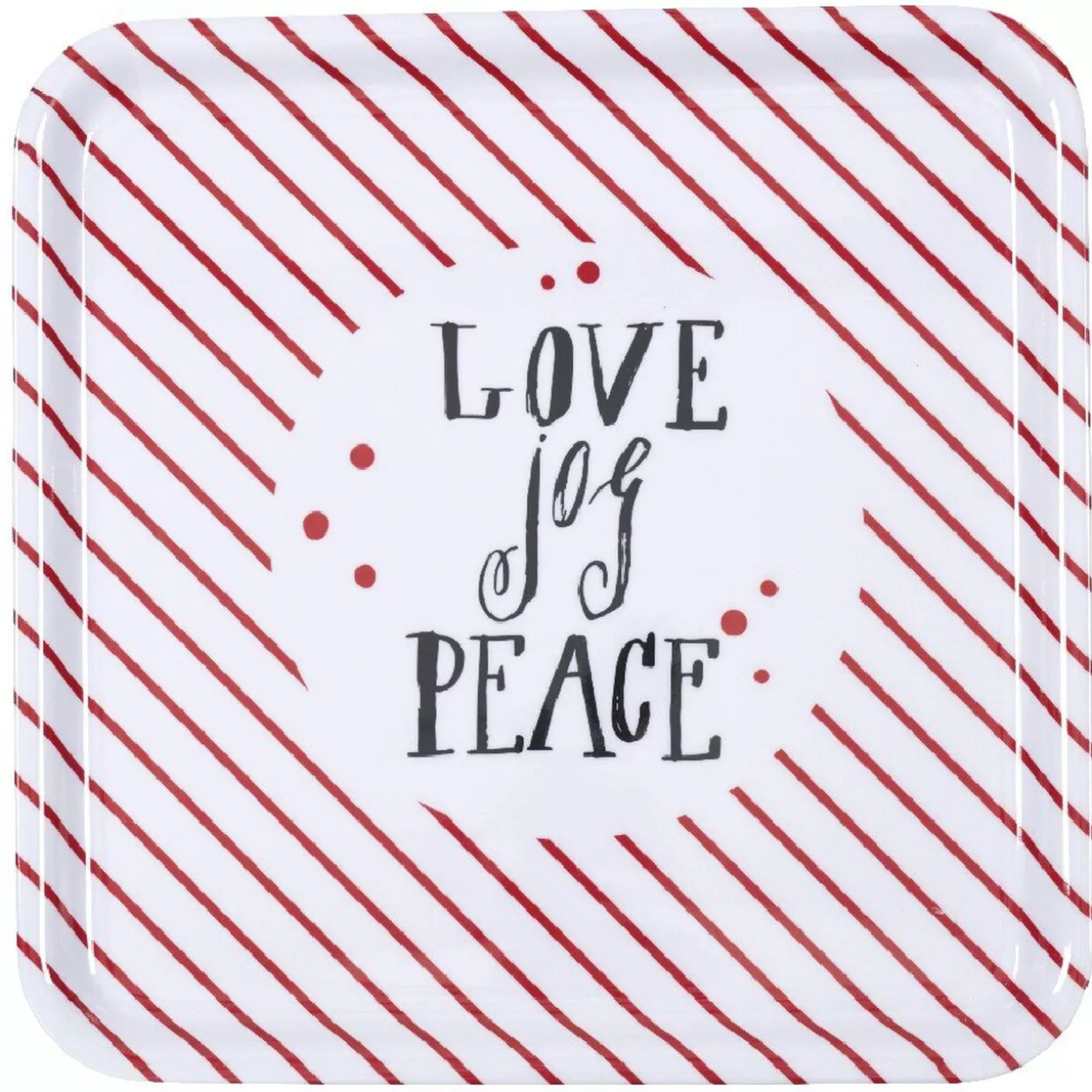 Plateau carré motif rayure rouge inscription Love Jog Peace>Gifi Fashion