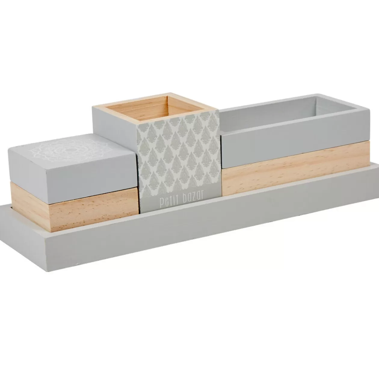 Gifi Plateau de rangement déco bois gris naturel< Vaisselle Et Accessoires De Table