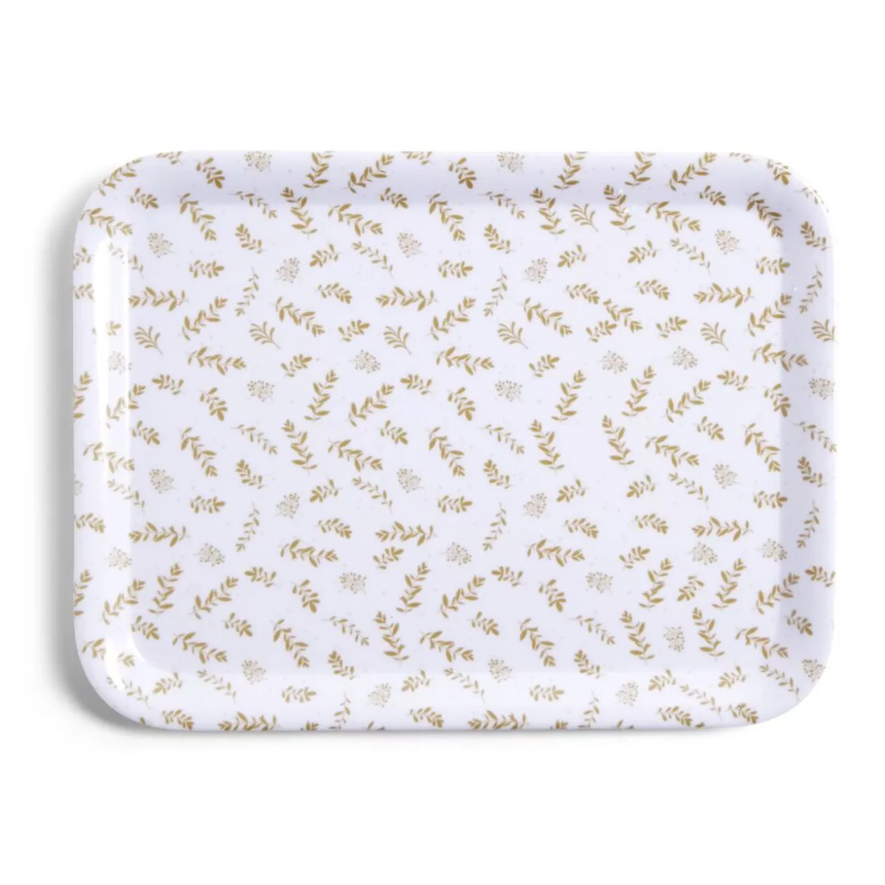 Gifi Plateau de service rectangulaire mélaminé blanc motif feuillage doré 21x28cm< Vaisselle Et Accessoires De Table