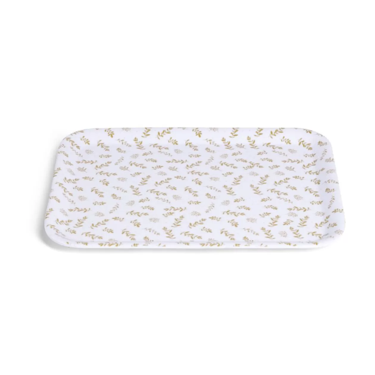 Gifi Plateau de service rectangulaire mélaminé blanc motif feuillage doré 21x28cm< Vaisselle Et Accessoires De Table
