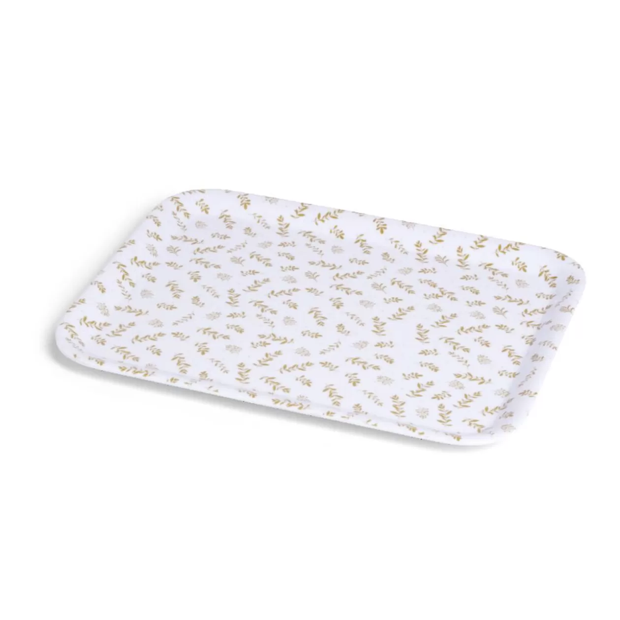 Gifi Plateau de service rectangulaire mélaminé blanc motif feuillage doré 21x28cm< Vaisselle Et Accessoires De Table