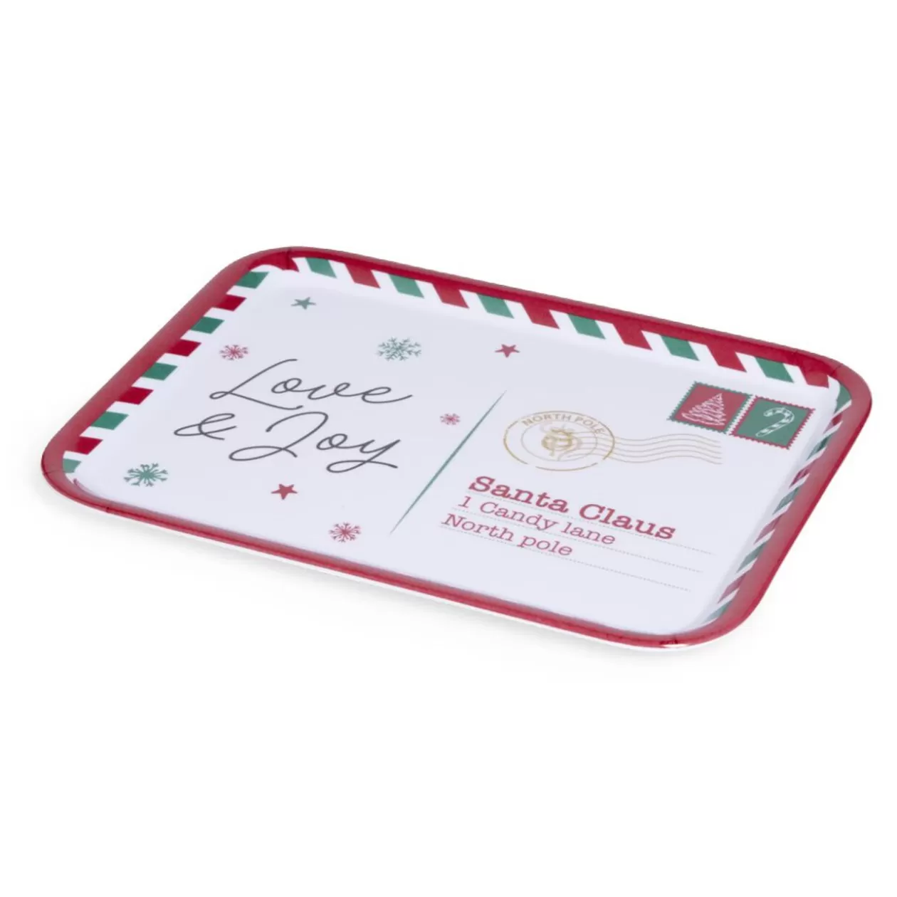 Gifi Plateau de service rectangulaire Noël mélaminé motif carte postale 19x37,5cm< Vaisselle Et Accessoires De Table
