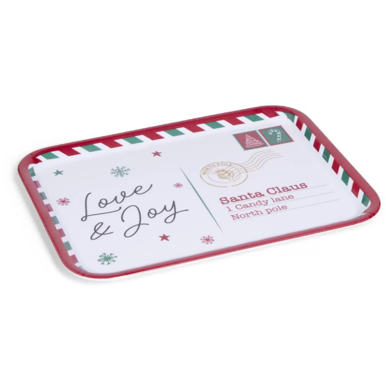 Gifi Plateau de service rectangulaire Noël mélaminé motif carte postale 19x37,5cm< Vaisselle Et Accessoires De Table