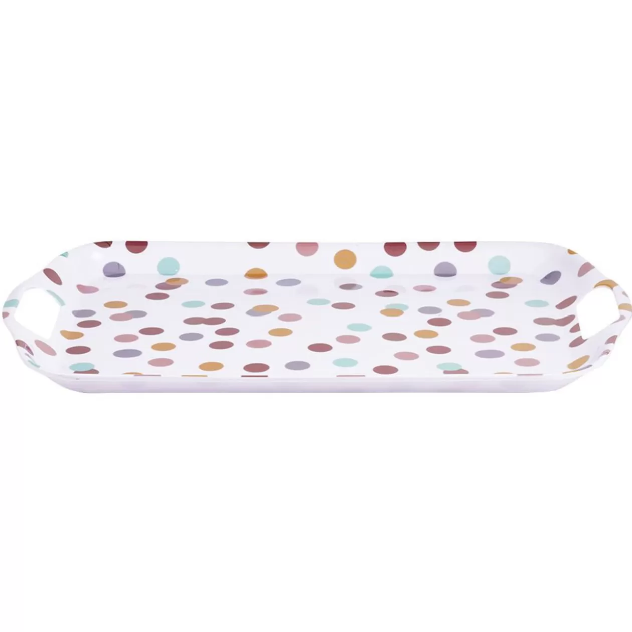 Plateau en plastique décor pois multicolore>Gifi Flash Sale