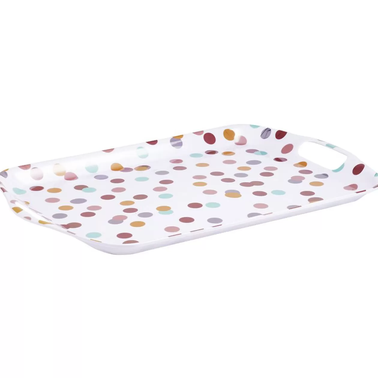 Plateau en plastique décor pois multicolore>Gifi Flash Sale