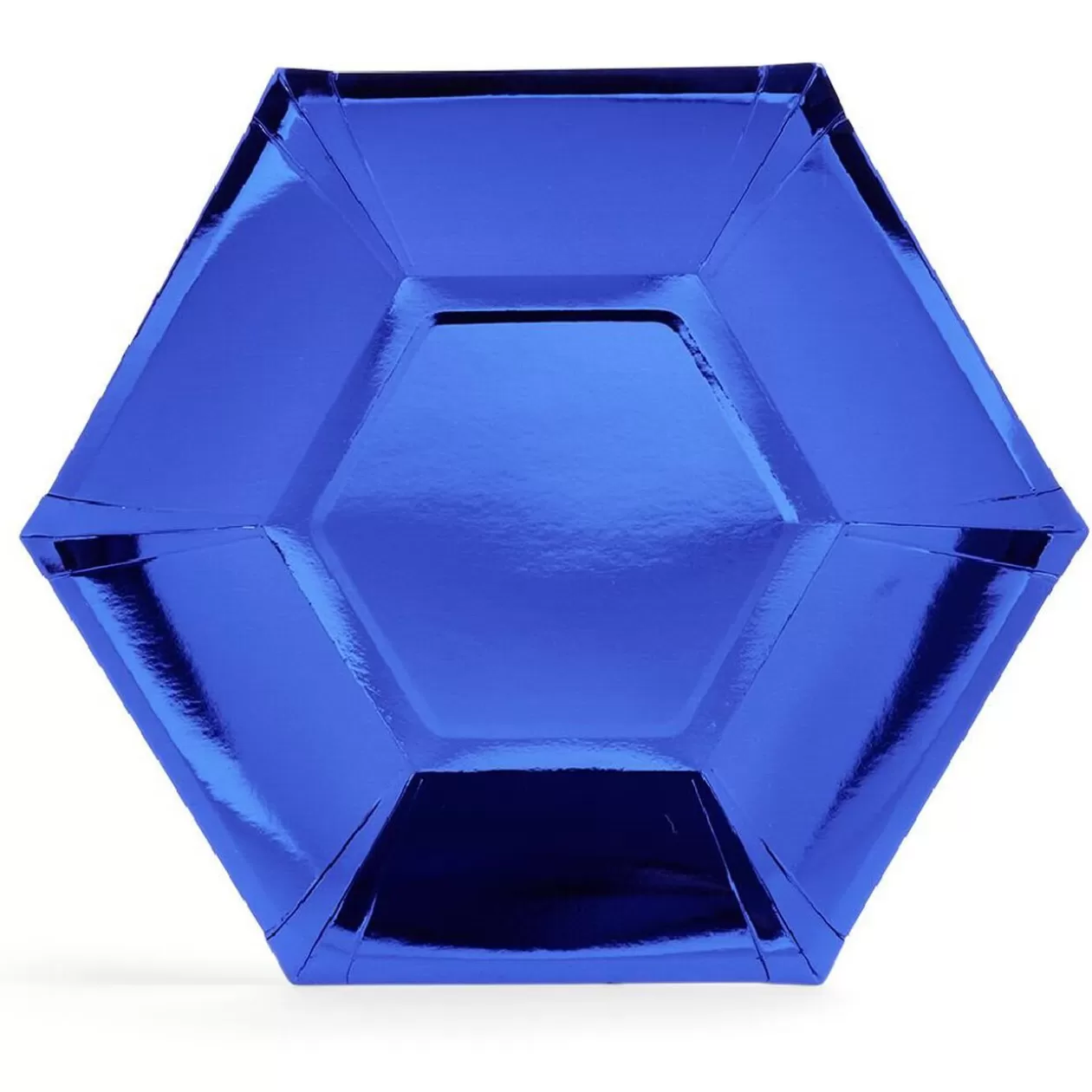 Plateau hexagonal carton bleu métallisé Ø26cm x10>Gifi Shop