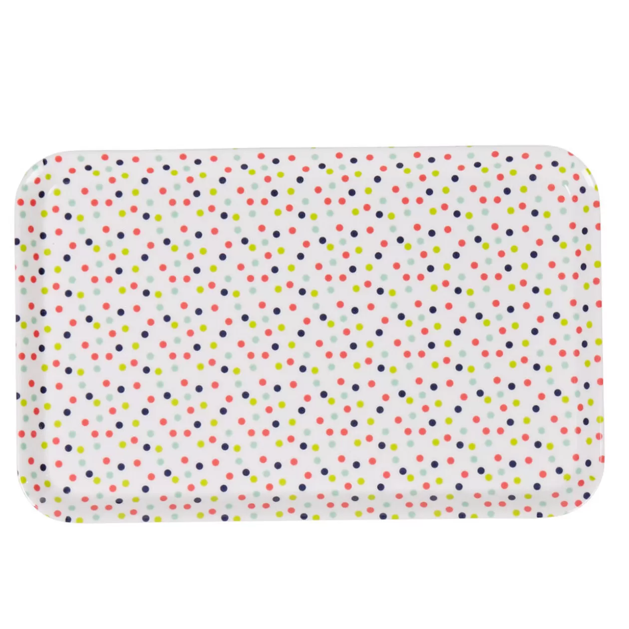 Gifi Plateau rectangulaire mélamine blanc motif pois multicolores< Vaisselle Et Accessoires De Table