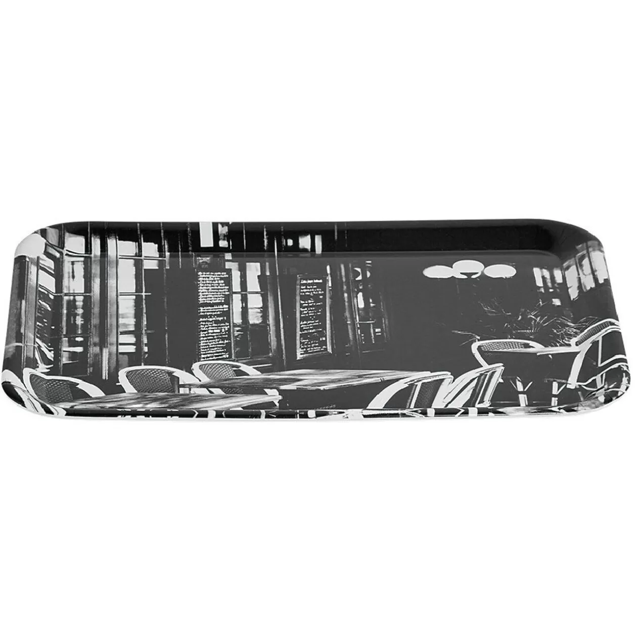 Plateau rectangulaire mélamine design bistrot noir et blanc>Gifi Outlet