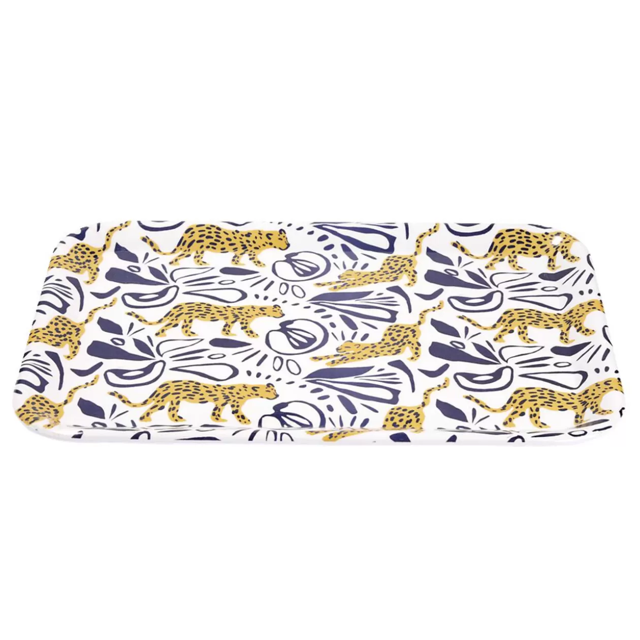 Gifi Plateau rectangulaire motif léopard blanc et bleu 27x38cm< Vaisselle Et Accessoires De Table