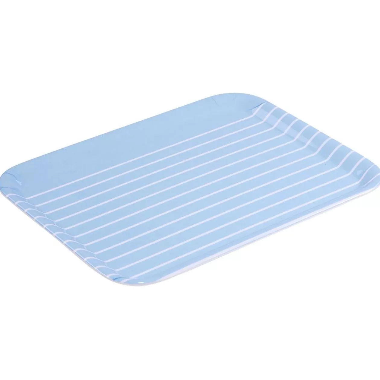 Plateau rectangulaire plastique rayure blanc et bleu 29x22cm>Gifi Cheap