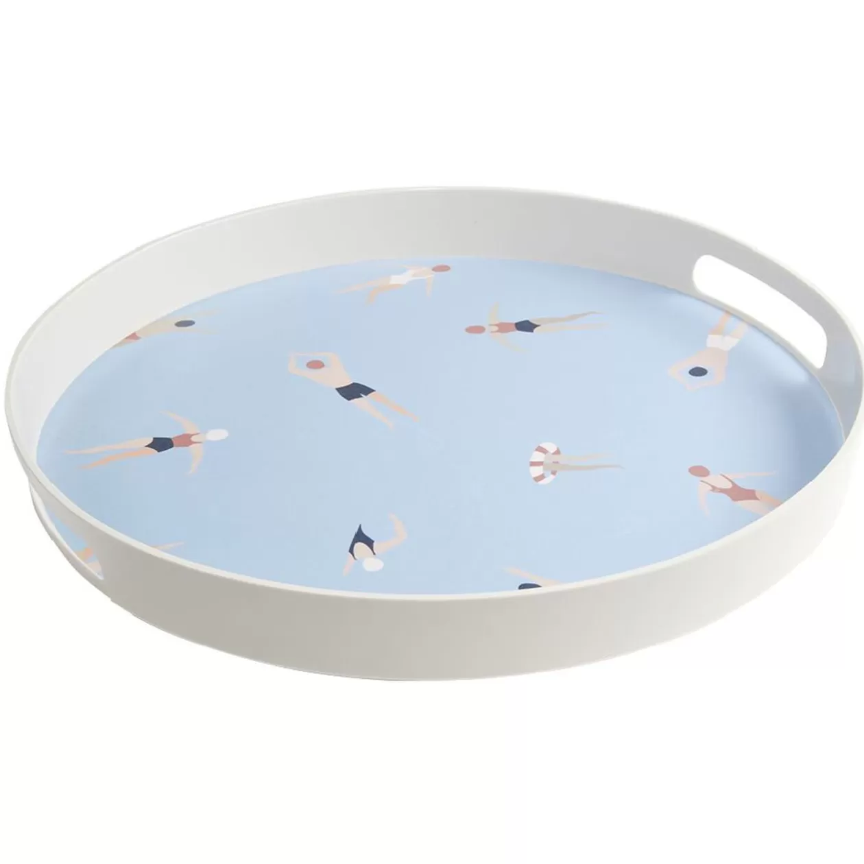 Plateau rond bleu et blanc motif nageur - plastique Ø34,5xH4cm>Gifi Cheap