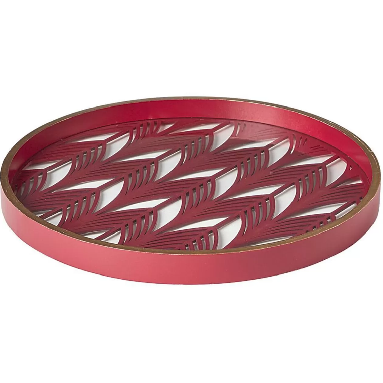 Plateau rond inspiration orientale en métal et bois rouge ou gris>Gifi Sale