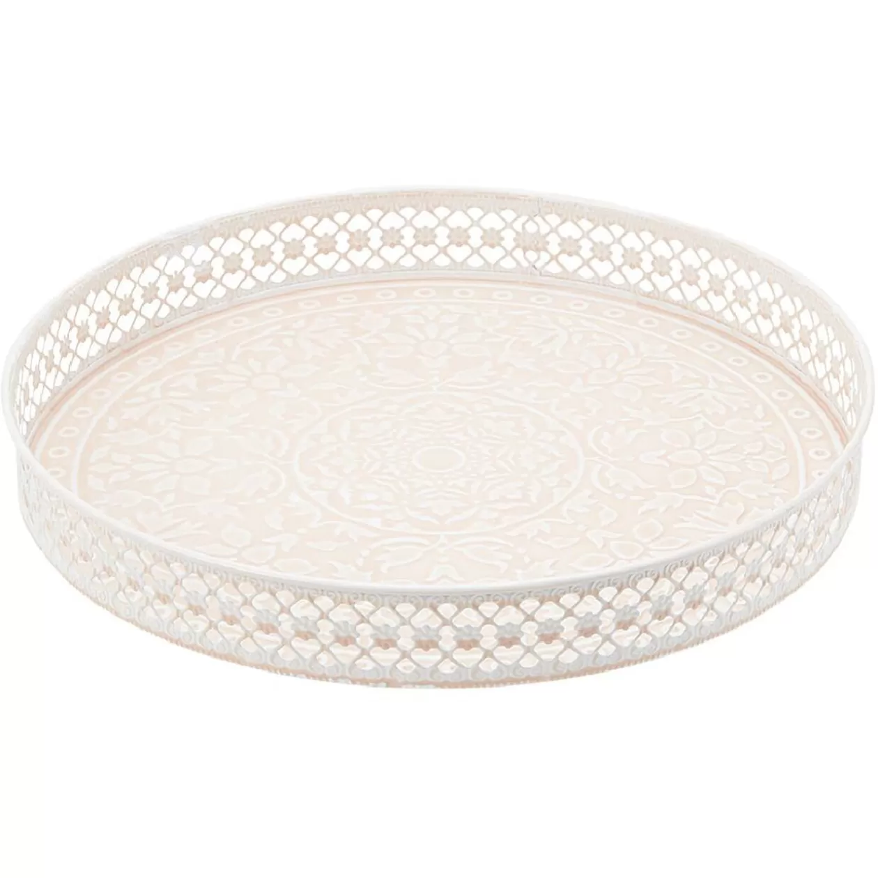 Plateau rond métal motif mandala rose gris ou vert>Gifi Outlet