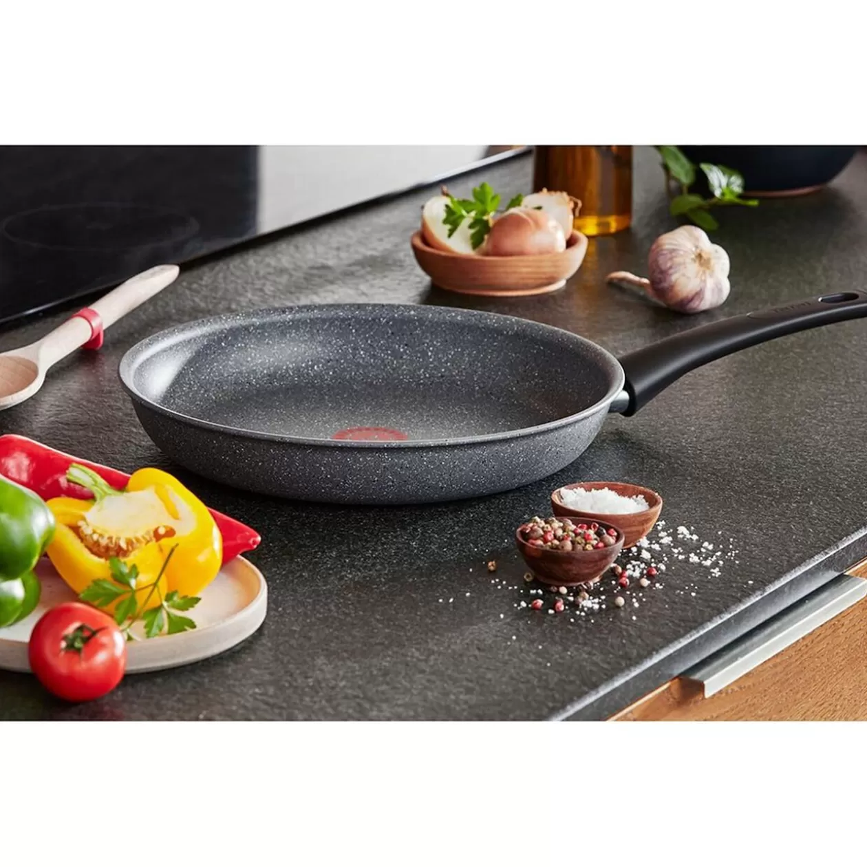Gifi Poêle sauteuse Tefal Mineralia Force aluminium moucheté gris noir ø 24 cm< Cuisson
