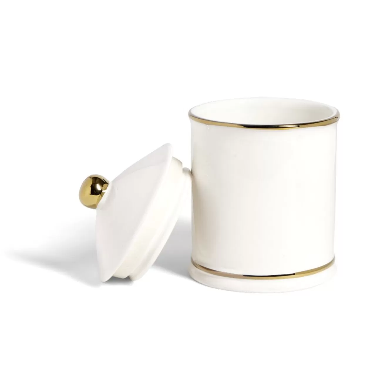 Gifi Pot céramique avec couvercle en blanc et bord doré Ø11,5xH17,5cm< Conservation Alimentaire