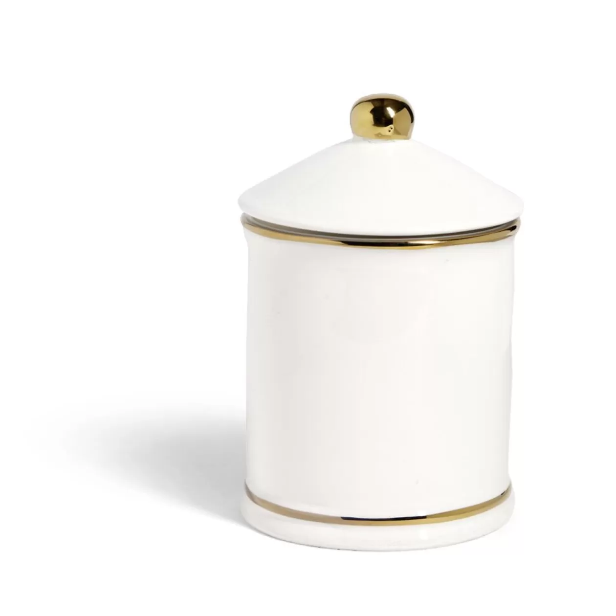 Gifi Pot céramique avec couvercle en blanc et bord doré Ø11,5xH17,5cm< Conservation Alimentaire