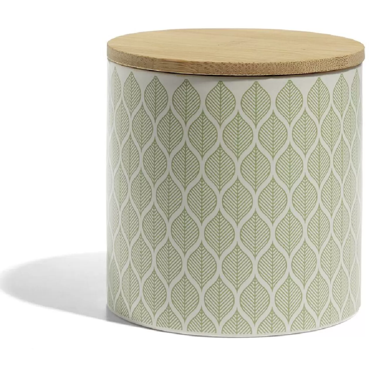 Gifi Pot de conservation 500ml grès motifs arrondis couvercle bambou Ø10xH10cm< Conservation Alimentaire