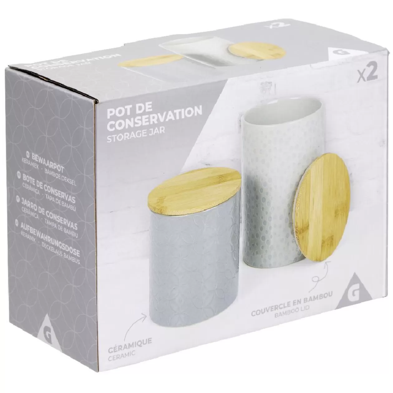 Gifi Pot de conservation design carreau de ciment et point relief x2< Conservation Alimentaire