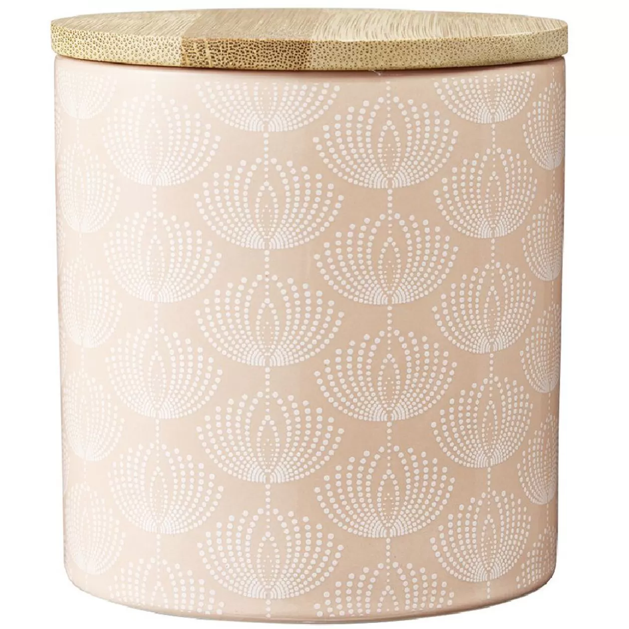Gifi Pot en céramique à motif rose avec couvercle en bois H10,5 cm< Conservation Alimentaire