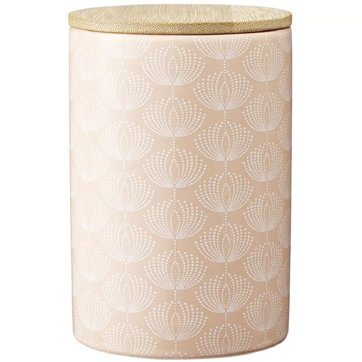 Gifi Pot en céramique à motif rose avec couvercle en bois H14 cm< Conservation Alimentaire
