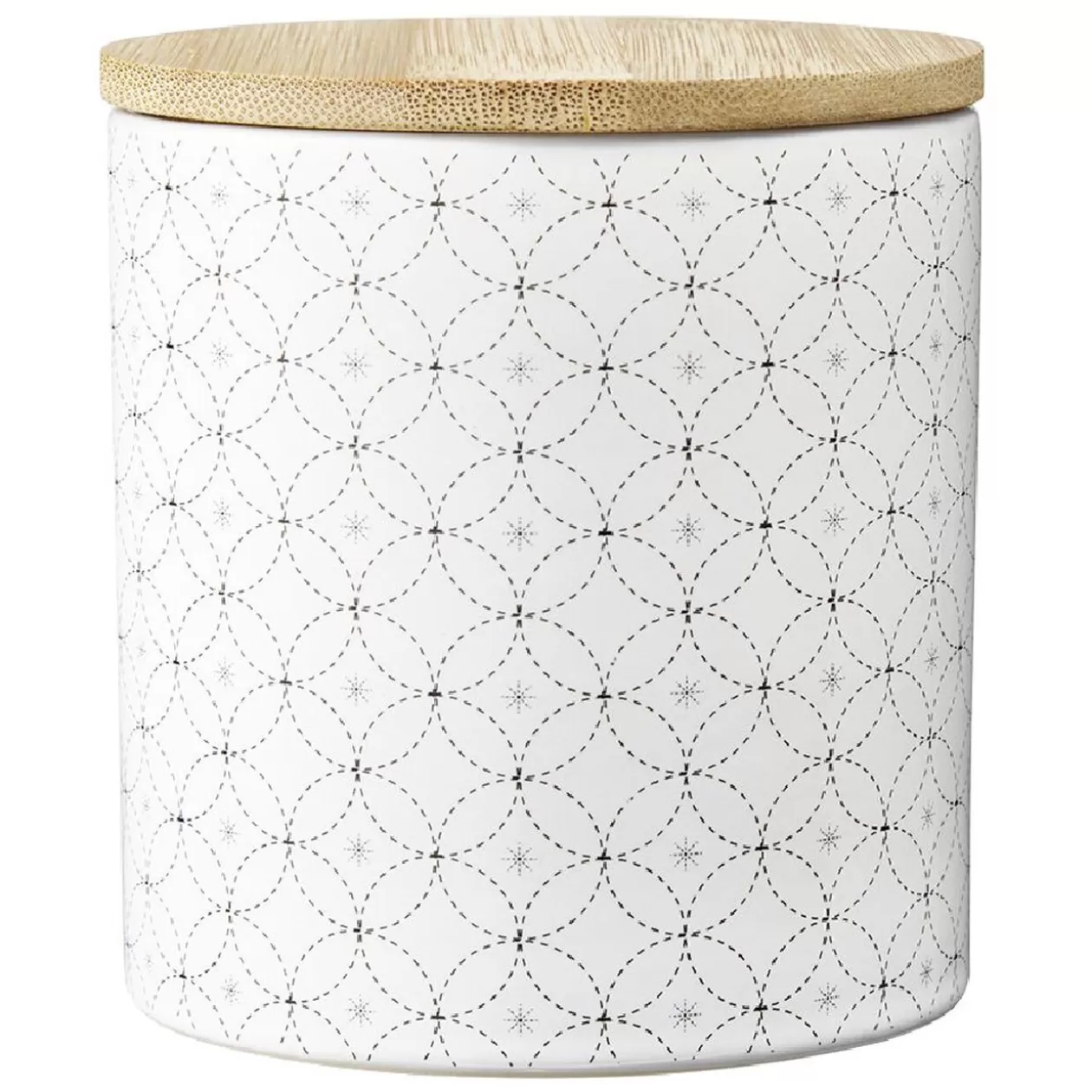 Gifi Pot en céramique blanc à motif gris avec couvercle en bois H10,5 cm< Conservation Alimentaire