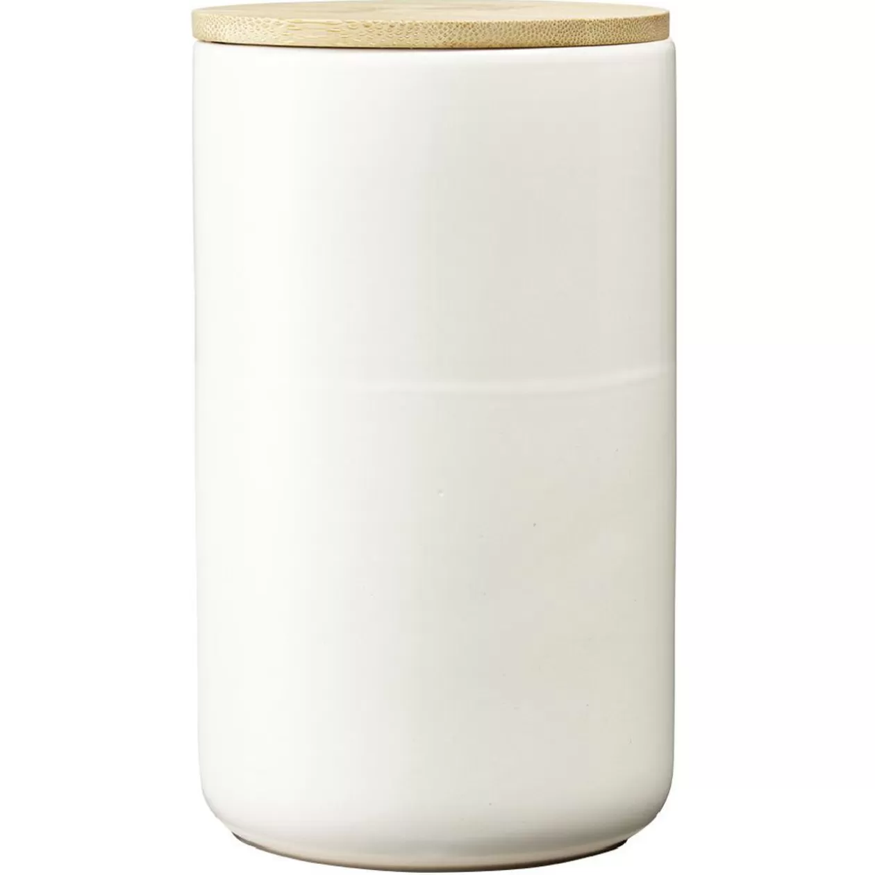 Gifi Pot en céramique blanc avec couvercle en bois H16,5 cm< Conservation Alimentaire