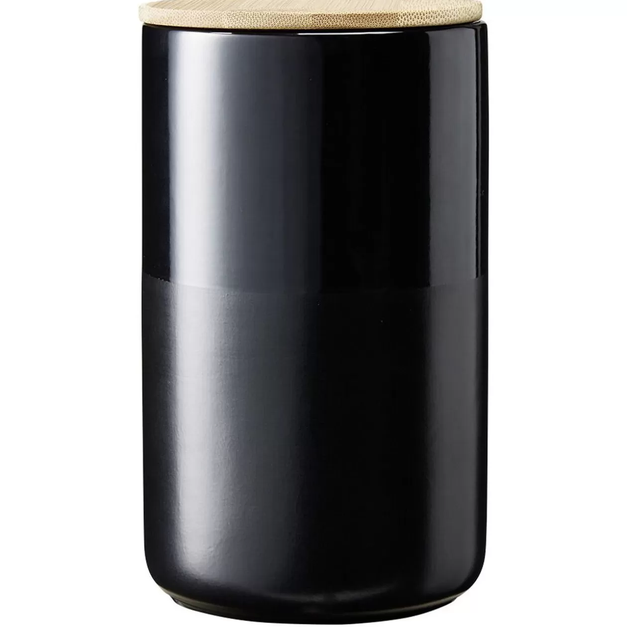 Gifi Pot en céramique noir avec couvercle en bois H16,5 cm< Conservation Alimentaire