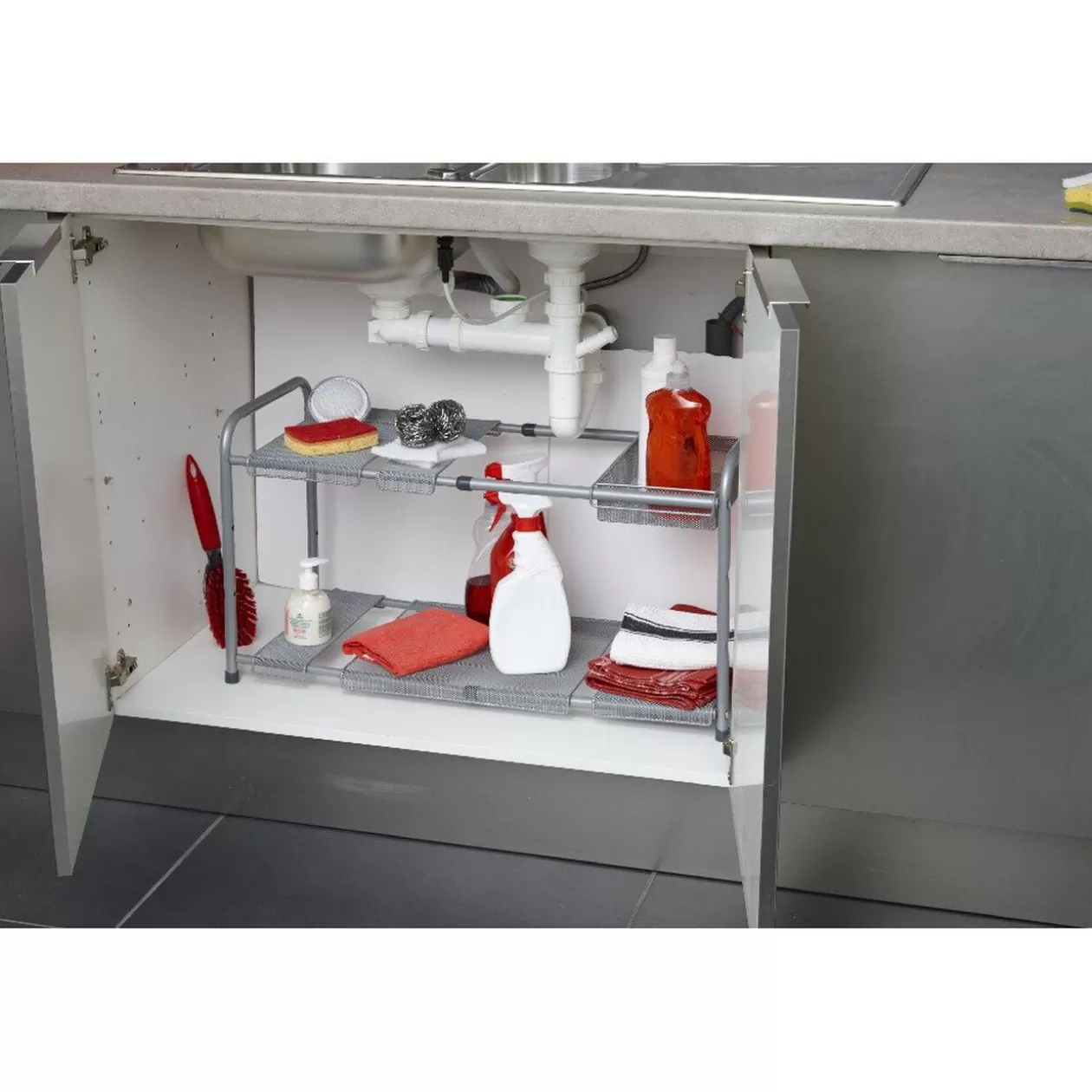 Gifi Rangement sous évier extensible argenté< Rangement De Cuisine